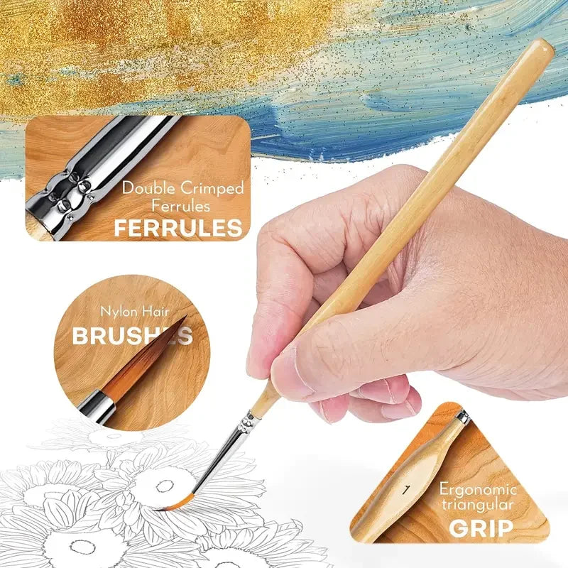 11pcs Detail Brush Set, Triangle Handle Micro Brush, Acrylic Painting Art Brush, Model Oil Painting, Digital Painting Set