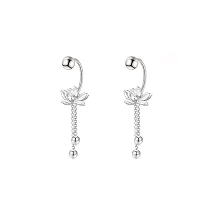 925 Sterling Silver Vintage Lotus Earrings for Women Cute Sweet Screw Design Silver Color Bowknot Earrings Vintage Jewelry Gi