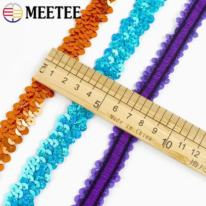 2-20M 2cm Sequin Lace Fabric Elastic Band for Dance Dress Decor Laces Trims Stetch Tape Clothing Trimming Ribbon DIY Accessor