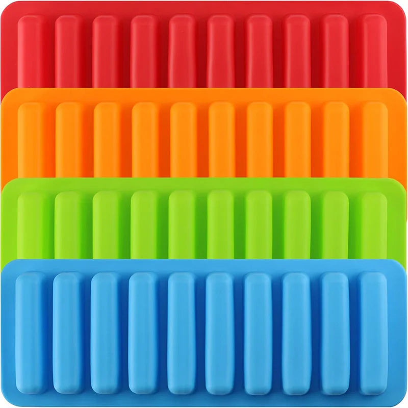 Long Strip Silicone Mold 10 Cavity Finger Shaped Chocolate Rectangular Cereal Chocolate Bar Cookie Ice Cube Trays Baking Tool