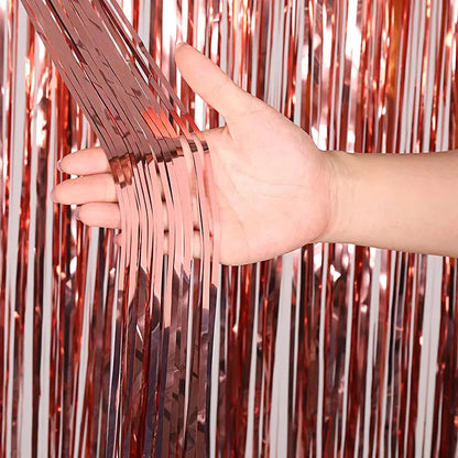Top Matte Birthday Party Decoration Backdrop Foil Tassel Fringe Curtain Kids Adult Photo Booth Baby Shower Wedding Matte Drap