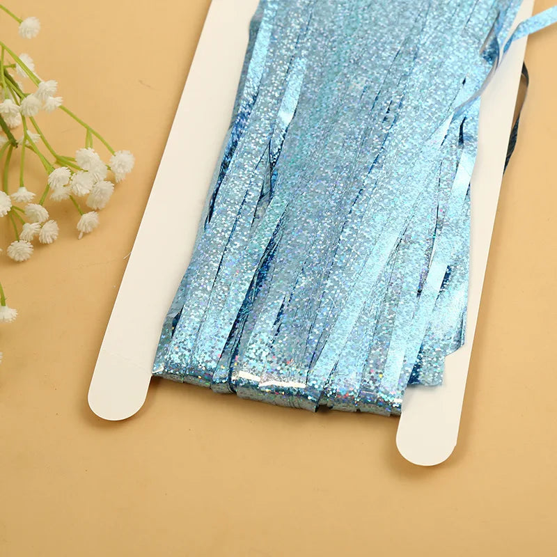 as a Party Metallic Tinsel Foil Fringe Curtains Backdrop for Birthday New Year Eve Party Photo Wedding Baby Shower Decor - la
