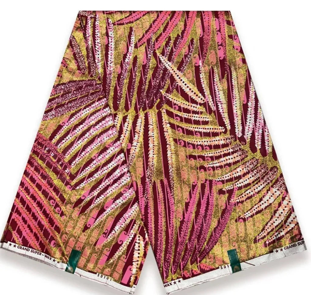 New Purple 6 Yards Super Grand Gold Wax Shinning Print Africa Real Wax Fabric Nigerian Loincloth Batik Cotton Material For Se