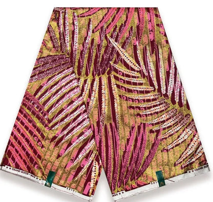 New Purple 6 Yards Super Grand Gold Wax Shinning Print Africa Real Wax Fabric Nigerian Loincloth Batik Cotton Material For Se