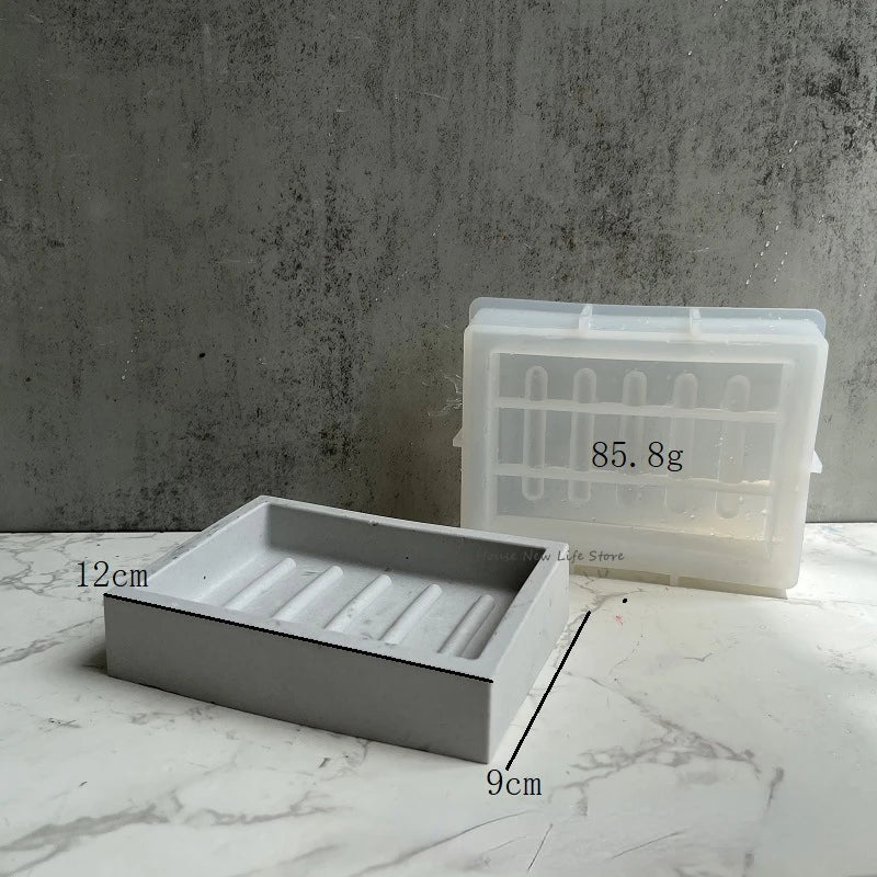 Soap Storage Tray Concrete Silicone Molds Square Soap Dish Plate Resin Epoxy Moulds Handmade Cement Plaster Soap Box Holder M