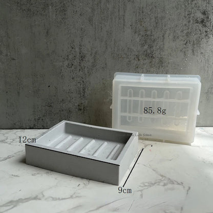 Soap Storage Tray Concrete Silicone Molds Square Soap Dish Plate Resin Epoxy Moulds Handmade Cement Plaster Soap Box Holder M