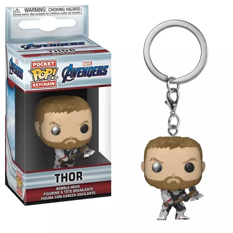 FUNKO Captain America Inro Man Deadpool Spider Man Thanos Thor Keychain Toys Vinyl Doll Collectible Toy Figures Best Kid Gift