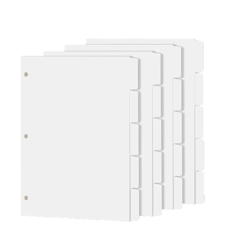 20pcs Binder Dividers with Tabs for 3 Ring Binder, White Index Dividers, Blank Writable Tabs, for School, Office & Home