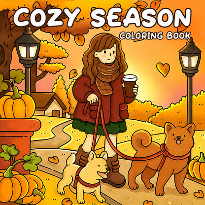 COZY SEASON Coloring Book for Adults Featuring Cartoon Bold-easy Patterns for Relaxation Kids DIY Painting Drawing Books