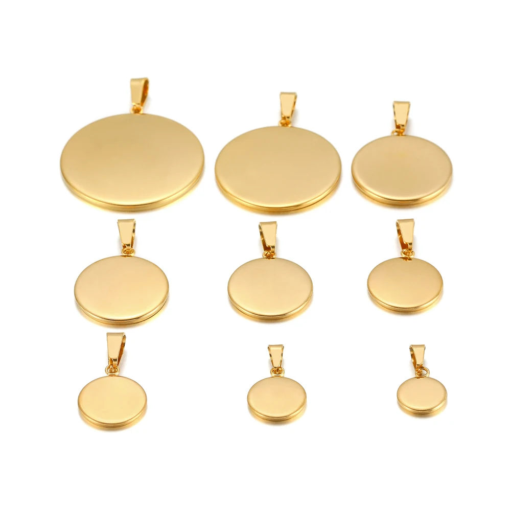 10pcs Stainless Steel 6-30mm Cabochon Cameo Base Settings Round Bezel Blank Tray for DIY Handmade Jewelry Charm Making