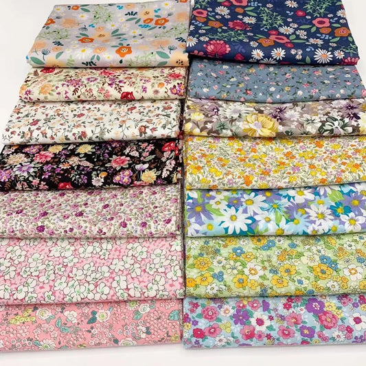 Floral Fabric Flower Cotton Printed Poplin Quilting Clothes Patchwork Muslin Sewing Accessories