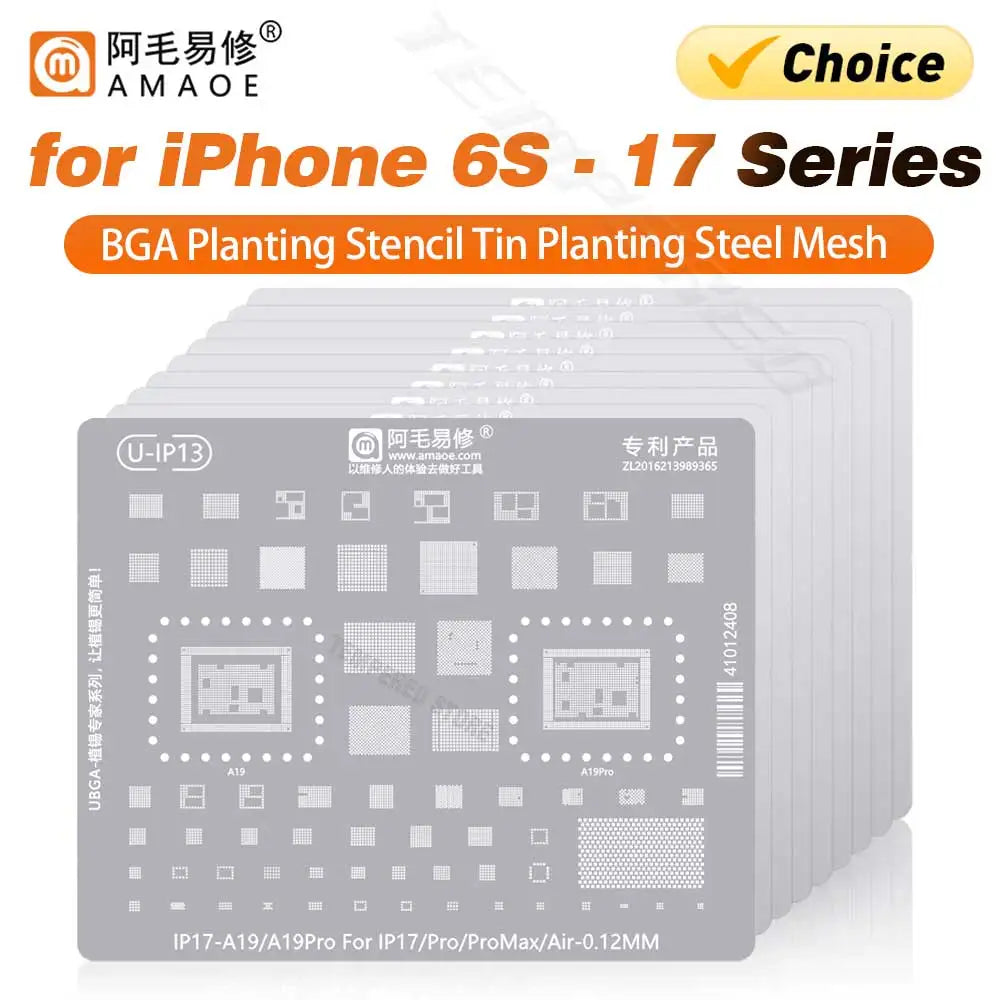 Amaoe BGA Reballing Stencil Template For iPhone 17 16 15 14 13 12 11 Pro Max XSMax 8 7P 7 6 A18 Tin Planting Soldering Net to