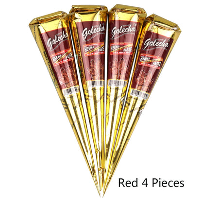 GOLECHA Black Brown Red White Henna Cones Indian Henna Tattoo Paste For Temporary Tattoo Body Art Sticker Mehndi Body Paint -