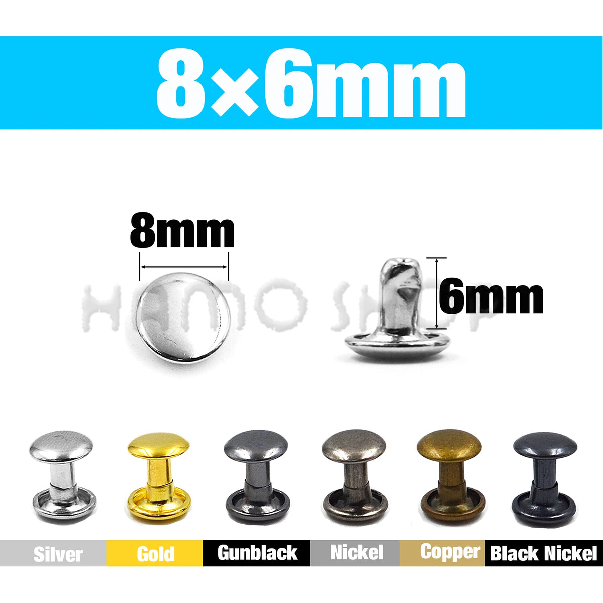 100Sets 5-15mm Metal Double Cap Rivets Stud Round Nail Rivet For Leathercraft Accessories Repair Shoes Bag Belt Clothing Garm
