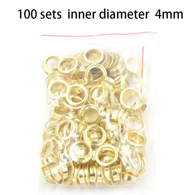 100sets 4mm Metal Eyelet and Eyelet Punch Die Tool Grommet DIY Manual Tools Kit Leather Craft Clothing Leather Belt Hat