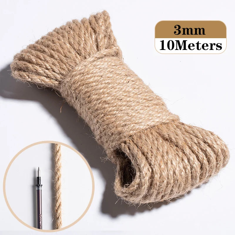Natural Vintage Jute Rope Twine Roll Sewing Christmas Crafts Jute Cord Thread Wedding Handmade DIY Party Ribbon Bows Decorati