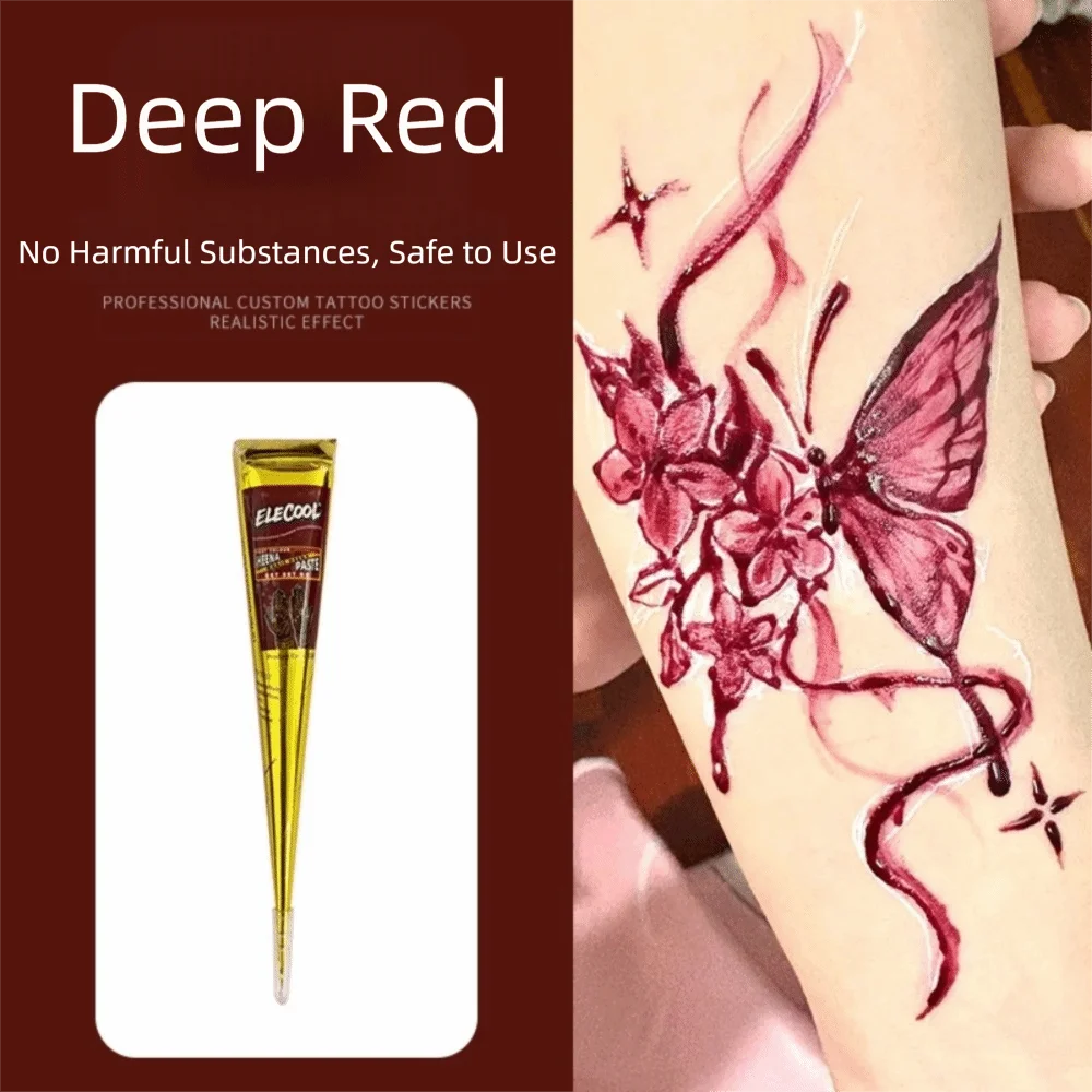 Easy-To-Use Henna Tattoo Cream Semi-permanent Temporary Henna Paste Cone Black Brown Temporary Tattoo Paste Mehndi Design