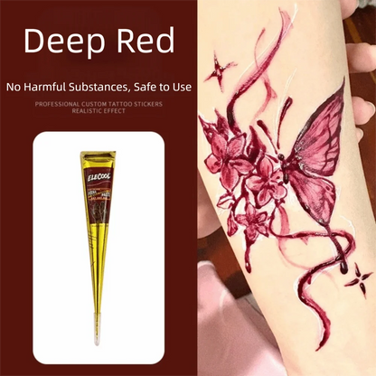 Easy-To-Use Henna Tattoo Cream Semi-permanent Temporary Henna Paste Cone Black Brown Temporary Tattoo Paste Mehndi Design