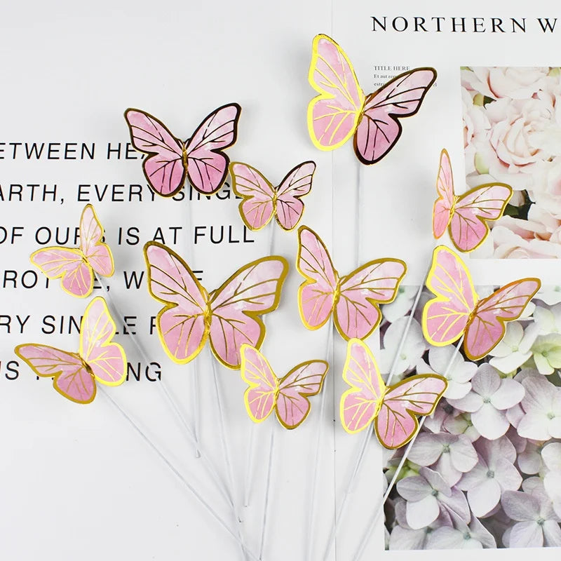 Cake Decoration, Colorful Butterfly Toppers, Gilt Edged Cake Decorations, Birthday Party Decor, Wedding Cake Accessories, Des