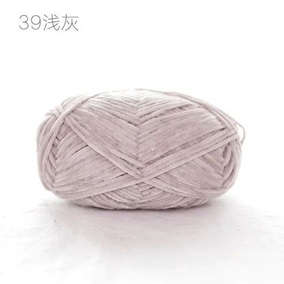 Pear Lustre Chenille Yarn 148Meters/Skein 2mm Thin Pleuche Wool Rope for Hand Crochet Dolls Shoes Materials - 39 light gray