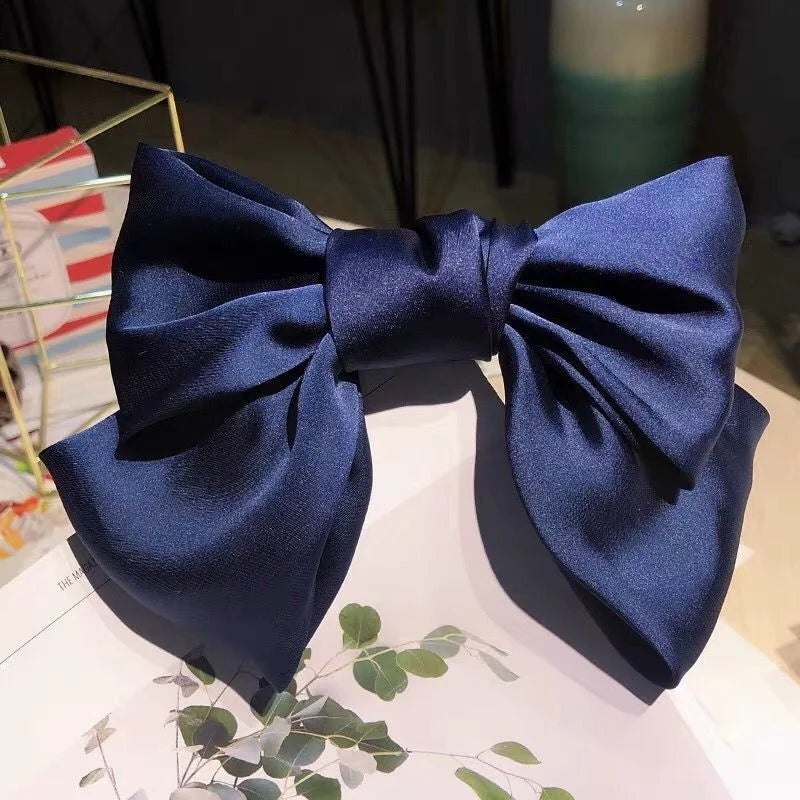 Solid Color Bow Ribbon Hair Clip New Women Large Bowknot Barrettes Women Ponytail Clip Headband Girls Hair Accessories Gift -