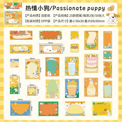4 types 50 pcs Cute pet note series sticker Scrapbooking Material handmade Diary Album Junk Journal Supplies - C