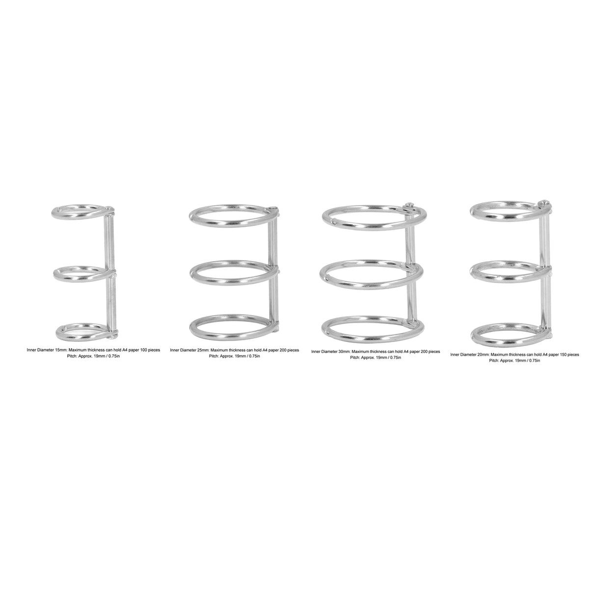 3 Metal Binders Book Rings Tight Lock Rust Proof 3 Metal Loose Leaf Binders Multi Layer Stainless Steel for Notebook