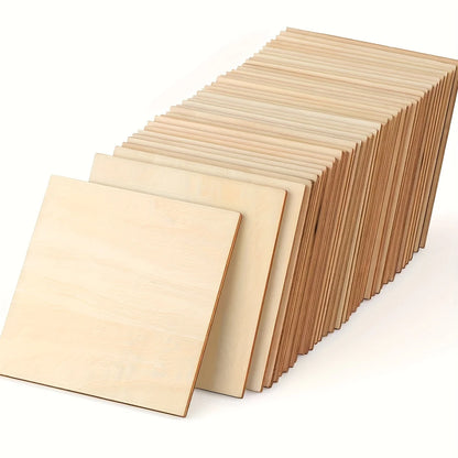 10Pcs Wood Square 4x4in Blank Wood Sheet for Crafts, Thin Unfinished Wood Squares for Wood Burning Painting Staining Wood Eng