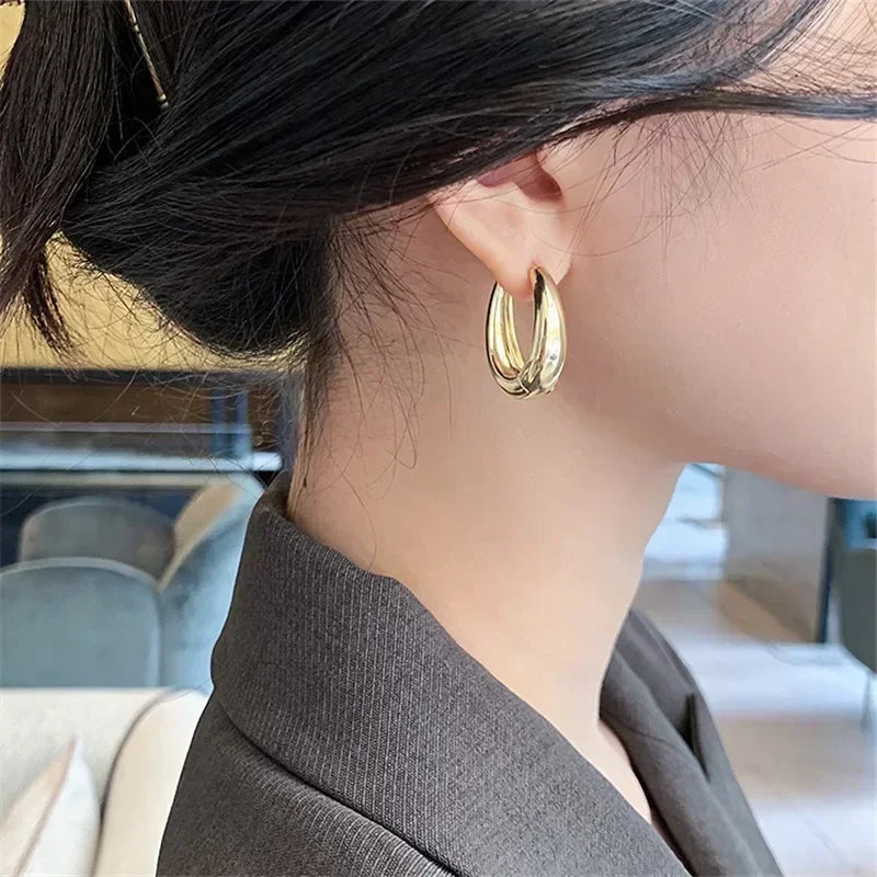 LATS 2024 Fashion Metal Drop Earrings for Woman Vintage Hoop Earring Trend Classic Party Wedding Pendant Jewelry Gift