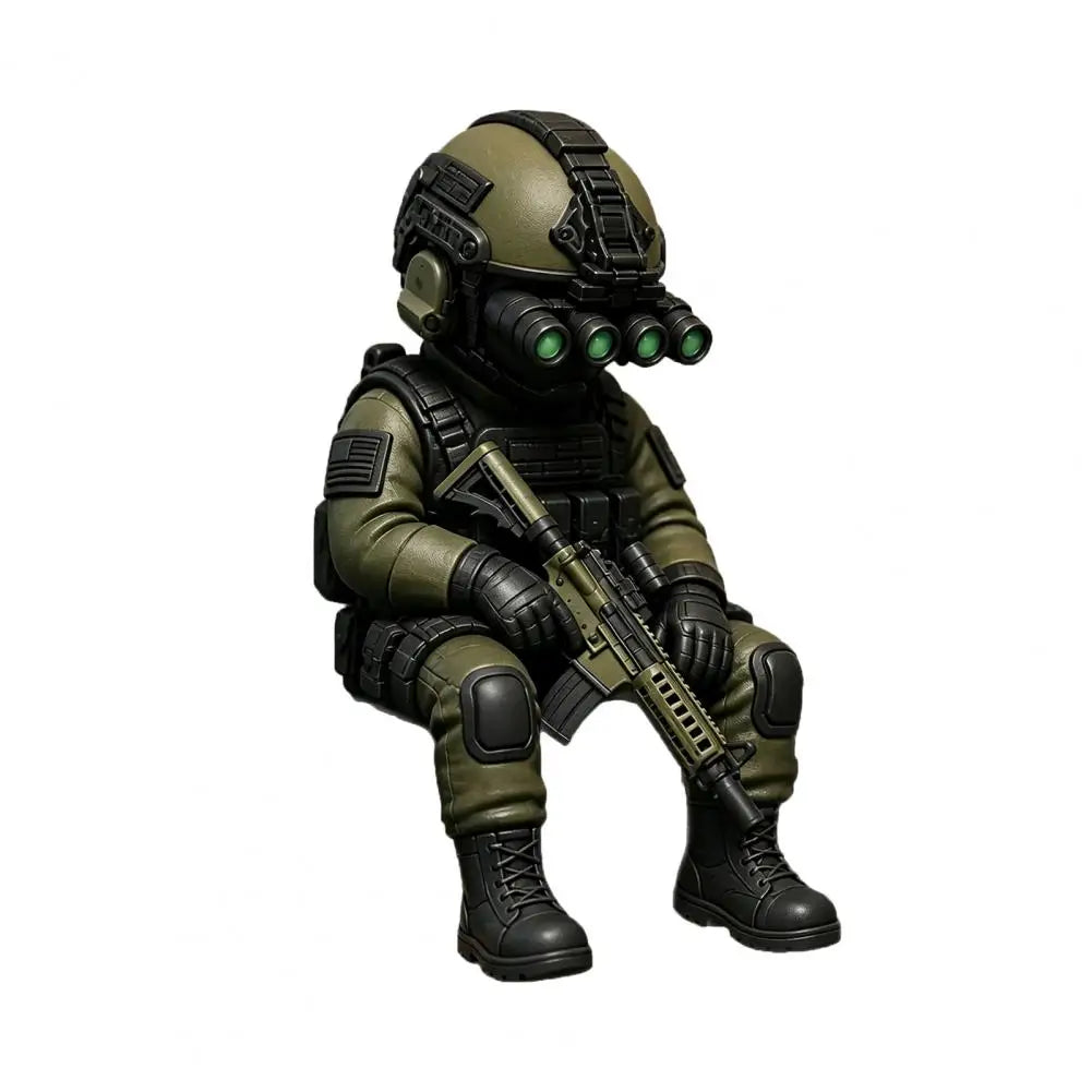 Soldier Decoration Sitting Snipers Statue Armed Special Forces Statue Military Soldier Sculpture Collectible Model