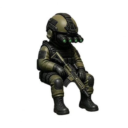 Soldier Decoration Sitting Snipers Statue Armed Special Forces Statue Military Soldier Sculpture Collectible Model