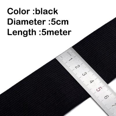 5Meters Sewing Elastic Band Heavy Stretch High Elasticity Knit Elastic Band for Sewing Waistband Elastic White black 10-60MM