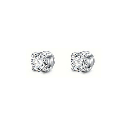 Set of man's magnetic earrings without punching ear clips,stainless steel personalized punk style women's ear studs - silver 