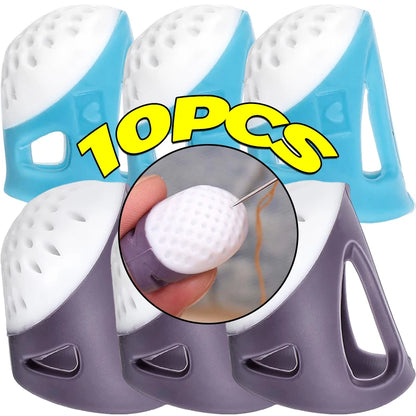 Silicone Sewing Thimbles Anti-slip Finger Protectors Sewing Finger Tips Hollowed Cover Sleeve DIY Hand Cross-stitch Sewing To