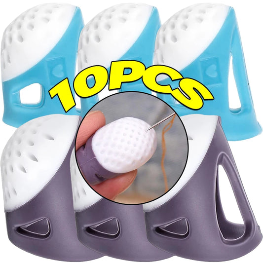 Silicone Sewing Thimbles Anti-slip Finger Protectors Sewing Finger Tips Hollowed Cover Sleeve DIY Hand Cross-stitch Sewing To