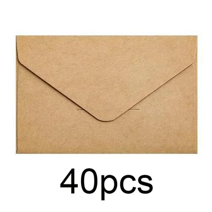 20/40/80PCS Classical White Black Kraft Blank Mini Paper Window Envelopes Wedding Invitation Envelope Gift Envelope - Brown-4