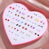 New Design Random 36 Pairs/Lot Lovely Mini Earing Cute Snowflakes Cat Butterfly Stud Earrings For Girl Fashion Daily Ear Jewe