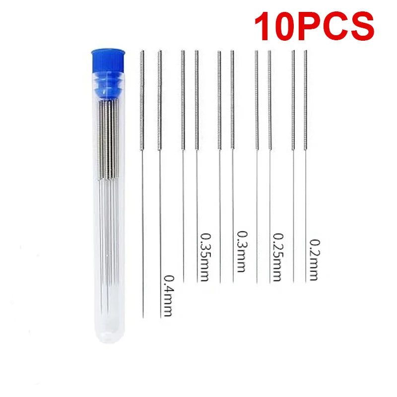 10-Piece Stainless Steel Cleaning Nozzle Kit - Window Wiper, 3D Printer Nozzle, Gas Stove, Shower Needle Unclogging Brush - 1