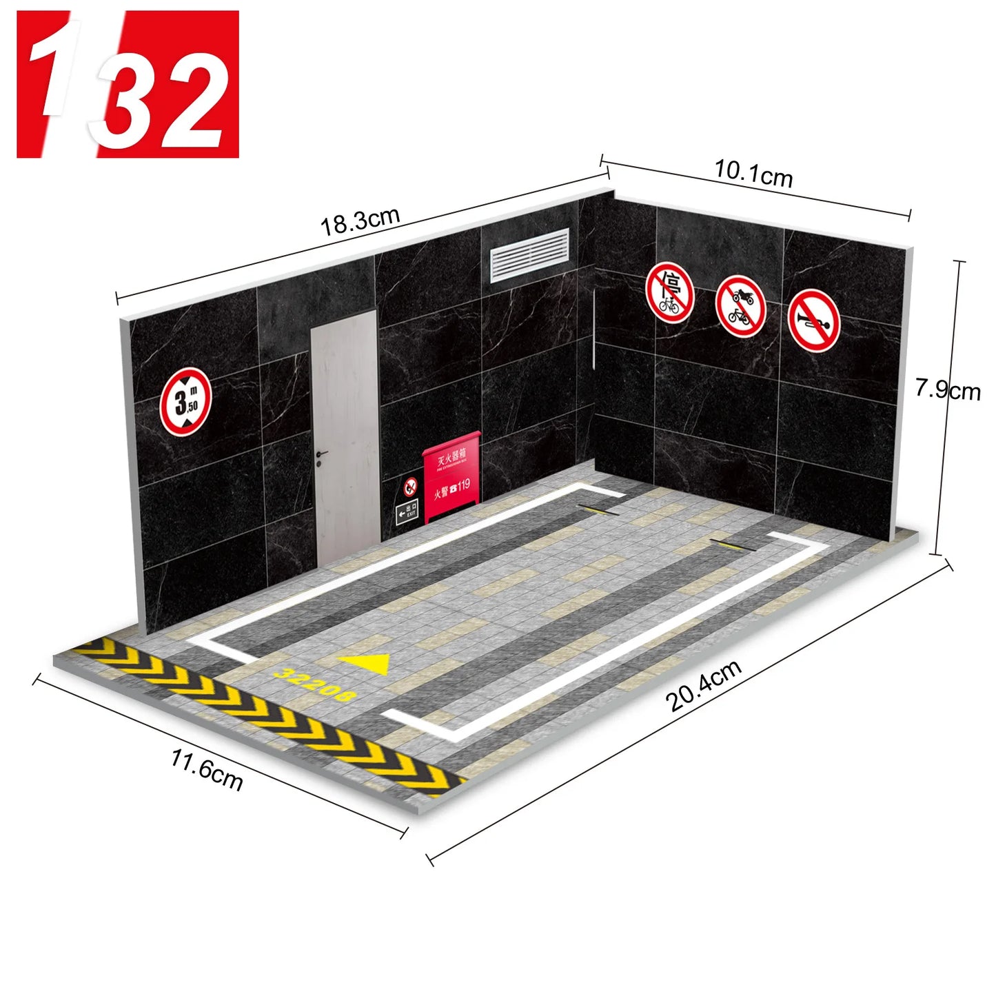 Diorama 1 32 Model Parking Space Diecast Car Miniature Cars Alloy Model PVC Board Scene Garage Background Wall DIY Ornament -