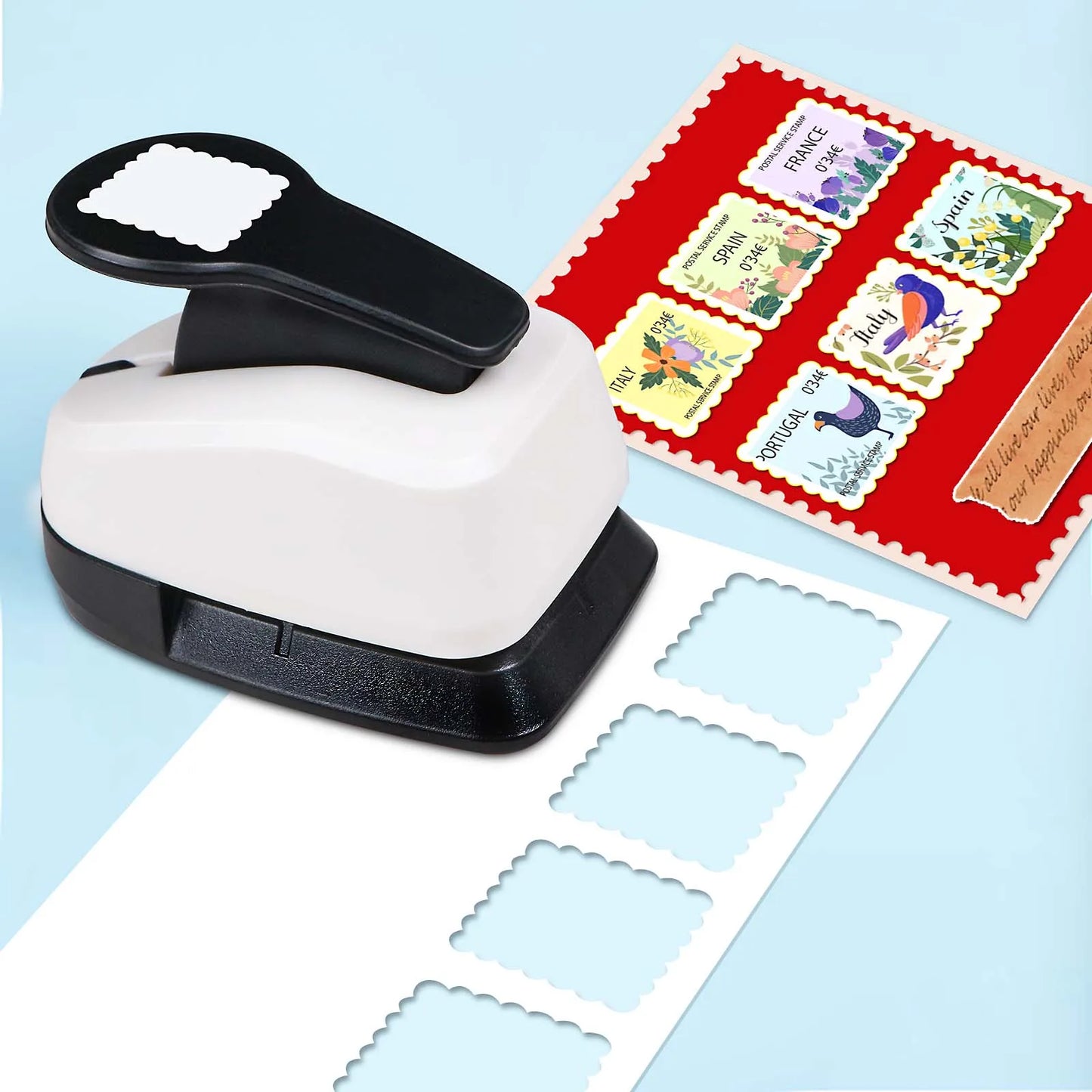 Postage Stamp Scalloped Square Paper cutter tool for crafts Hole Punchers 25mm 38mm 50mm for crafting for scrapbook cardmakin