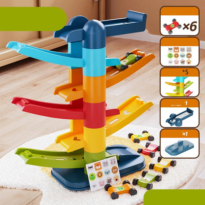 Children's Games Gliding Track Car 2 to 5 Years Inertia Toy Multi Layer Cartoon Puzzle Slide Car Roller Coaster Racing Toys -