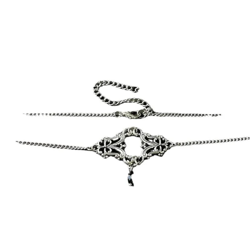 2024 Retro Style Texture Join Necklaces For Women Silver Color Stainless Steel Neck Chains For Women Jewelry Chocker