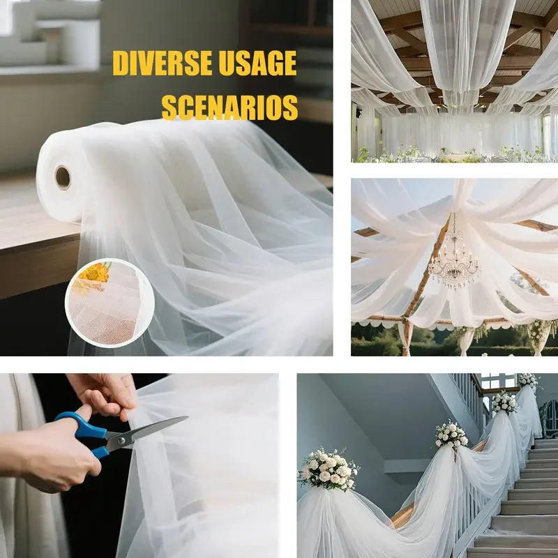 Tulle Fabric DIY Decor Wedding Accessorie XMS Party Event Sheer Mesh Fabric Elegant Material Table Runner Chair Bows Backdrop