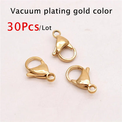 30-50Pcs 304 Stainless Steel Lobster Clasps Claw Clasps For Bracelet Necklace Chain Diy Jewelry Making Findings 9-15mm