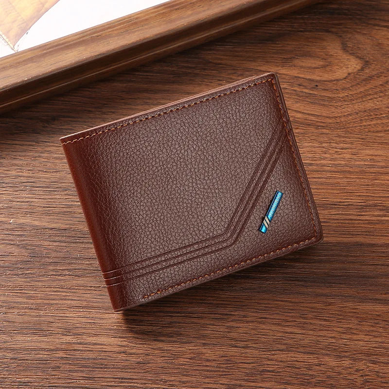 Men Short Bifold Faux Leather Masculina Billetera Credit ID Card Holder Wallet Billfold Purse Clutch Solid Hombre Business Sl