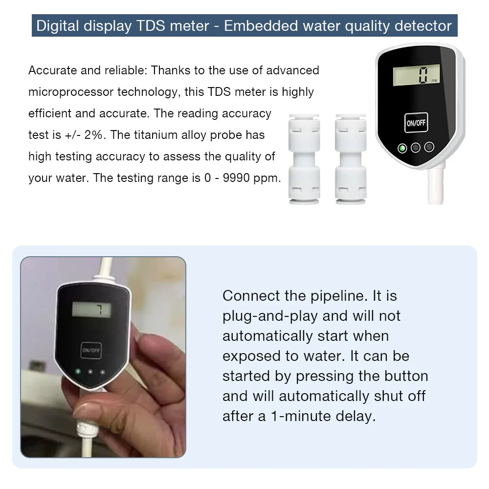Digital Embedded TDS Meter TDS Water Quality Detection Pen Intelligent Real-time Measurement of Drinking Water Aquarium