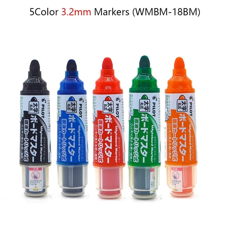 Pilot Whiteboard Pen Stationery Erasable Replaceable ink Refillable Markers 0.7/2.2-5.2/2.3/3.0-6.2/ 3.2/5.0-12mm Durable Tip