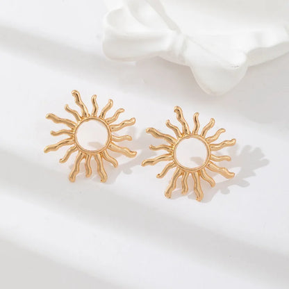 1Pair Fashion Temperament Elegant Sun Flower Stud Earrings For Women Girls Versatile Earring Jewelry Accessories Gifts