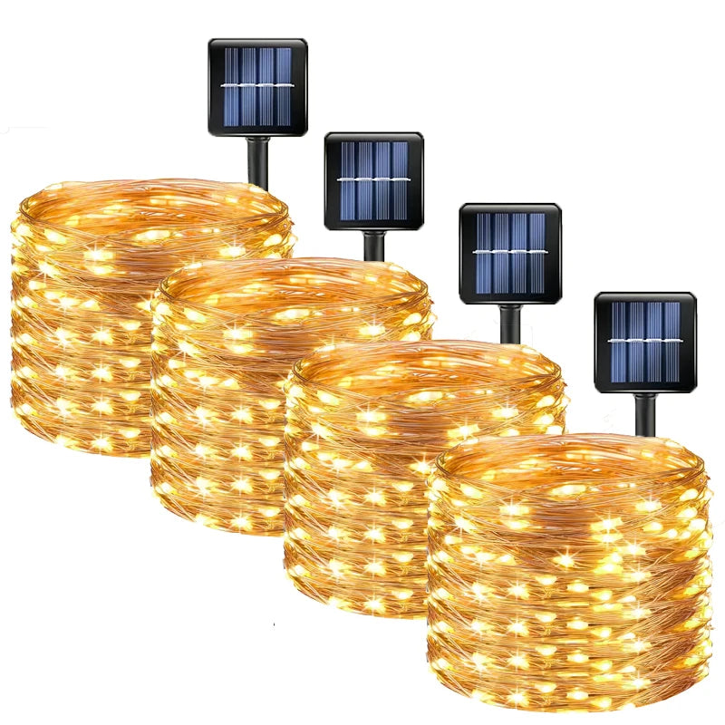 1 2 3 4 5Packs Solar Led Fairy Light Outdoor Christmas Lights 8Modes Copper Wire Lights Waterproof Garden Tree Patio Decor - 