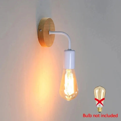 Wood Wall Lamp Vintage Sconce Wall Lights Fixture E27 Bedside Retro Vintage Lamp Industrial Decor Dining Room Bedroom Light -